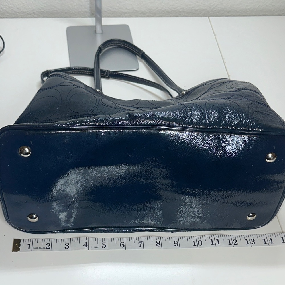 Coach Madison Navy Patent Leather Satchel Shoulder Bag - Picture 7 of 15